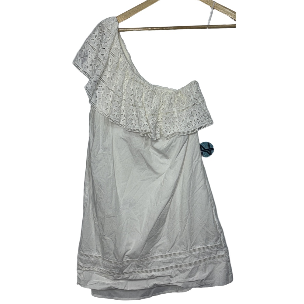 Abercrombie & Fitch White One Shoulder Ruffle Lace Sundress Mini Dress Size M